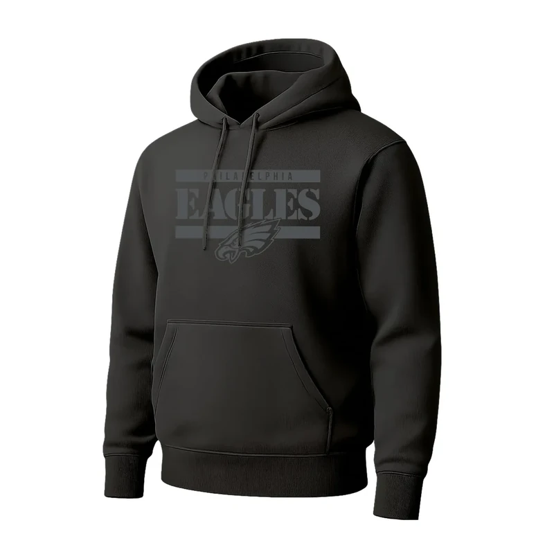 Hybrid Sports NFL - Philadelphia Eagles - Stencil Block - Men's and Women's Lightweight Pullover Hoodie - Size 2 X-Large - Black