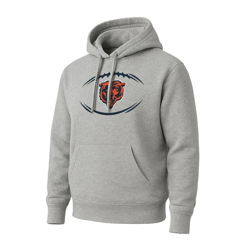 Hybrid Sports NFL - Chicago Bears - Logo Snap - Men's and Women's Lightweight Pullover Hoodie - Size X-Large - Athletic Heather