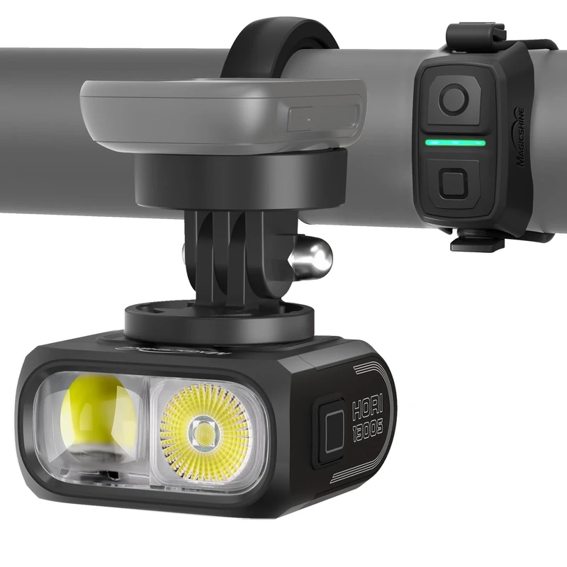 Magicshine HORI1300S Bike Headlight, Compatible with Garmin/Wahoo, 1300 Lumens High & Low Beam Front Light, USB-C Rechargeable, IPX6 Waterproof for Night Riding and Urban Cycling-Black