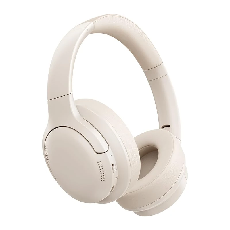 Baseus Bass BH1 NC Bluetooth Headphones Over Ear, SuperBass, 80H Playtime,AI ENC Clear Calls, Comfortable Fit, Smart App Control, Bluetooth 6.0, Foldable Lightwight Headset for Travel -Milky White