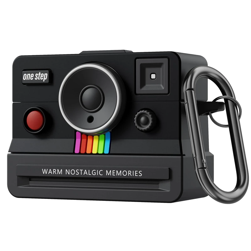 QINGQING Compatible with AirPods Pro 3 Case,2025 Silicone Cover Retro Camera Design Case,Carabiner & Cleaning Kit Included,Shock Resistant,Full Protection for AirPods Pro 3rd Generation