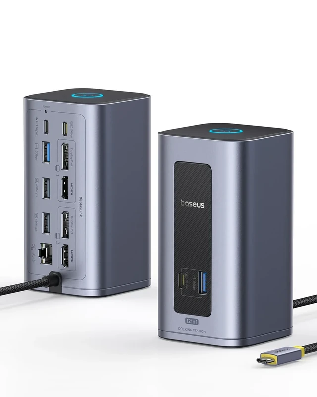 Baseus 12-in-1 Dual Monitor Dock - 4K HDMI, 10Gbps USB, 100W PD