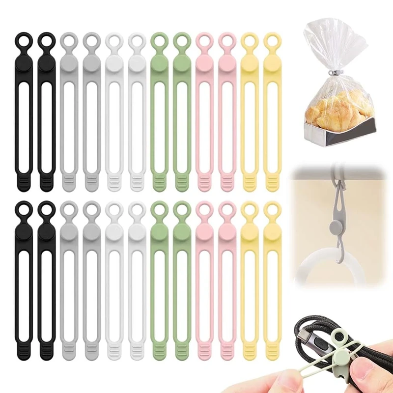 FANSUIT Data Cable Organizer - 24 Reusable Silicone Ties