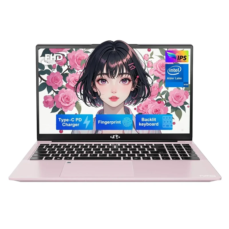 NIMO Gaming Laptop 15.6" with AMD Ryzen 7 7735HS Processor & Radeon 680M Graphics, Backlit Keyboard, Fingerprint Login, 100W Type-C Fast Charge