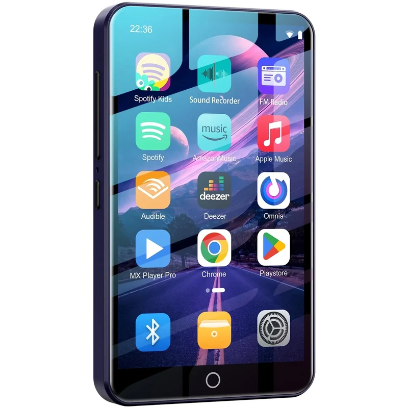 Fanvace 80GB MP3 Player with Bluetooth and WiFi, Android MP3 & MP4 Players with 4" Touchscreen and Speaker, Spotify Music Player with FM Radio, Audible, Amazon Music, Play Store (Purple)