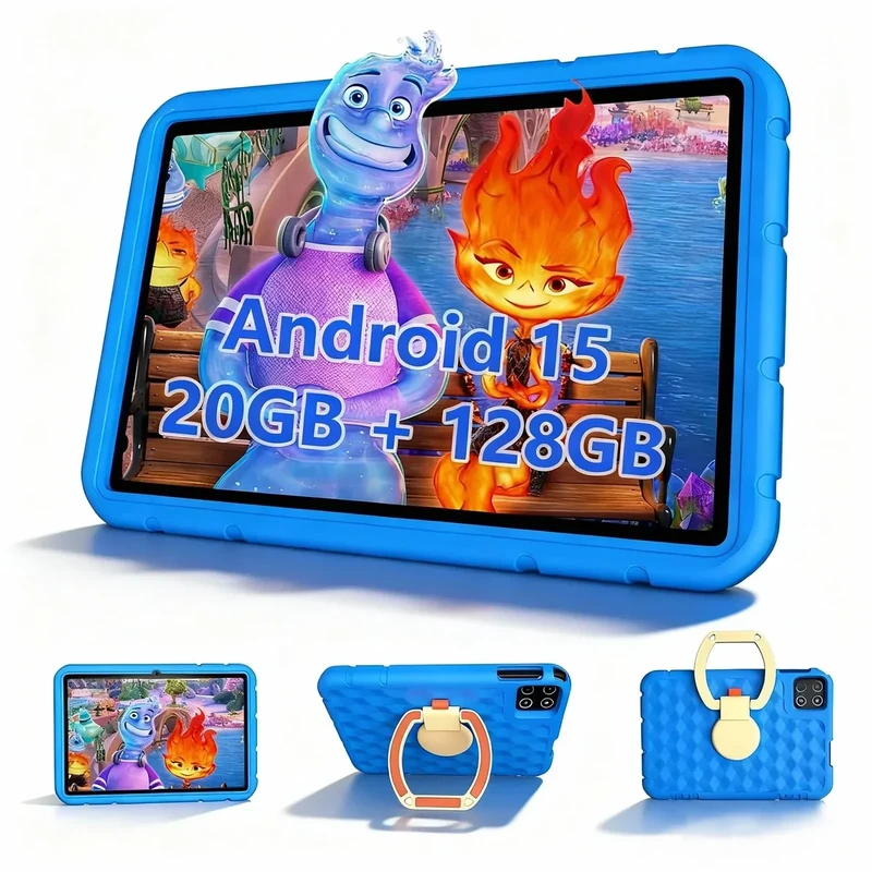 ITDULCET Kids Tablet, 10 inch Android 15 Tablet for Kids, 20GB RAM 128GB ROM Octa-Core 6000mAh Battery Childs Tablets with Shockproof Case, Bluetooth, WiFi, Parental Control, Dual Camera, GPS