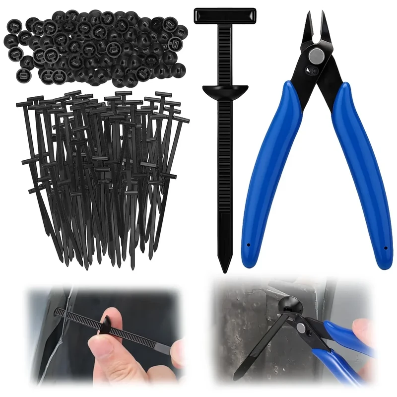XANGNIER 150 Pcs Nylon Universal Cable Tie Buckle with Wire Cutter,Multipurpose Self Locking Zip Tie Clips Automotive,Snap Fit Nylon Fastening Clip for Car Repairs Auto Bumper Fender Liner Fasteners