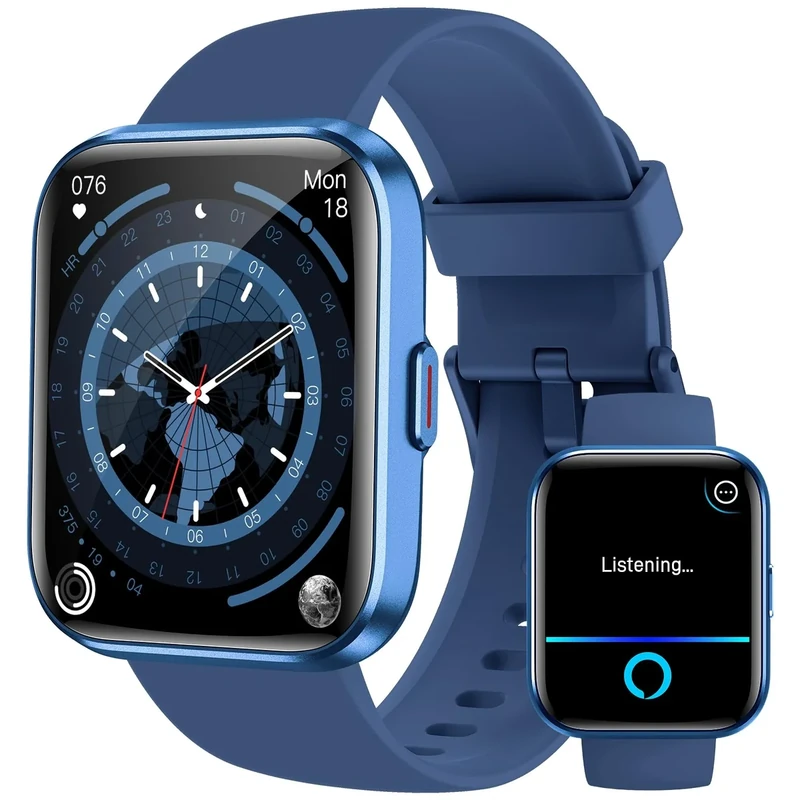 Smart Watch for Men, Answer/Make Calls, Alexa Built-in, 1.85" Touch Screen Fitness Tracker for Android & iPhone, Heart Rate/Sleep/SpO2 Monitor Smartwatch, IP68 Waterproof 100+ Sport Modes with 2 Bands