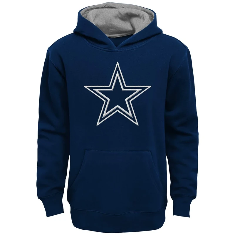 Outerstuff NFL Kids Youth 4-20 Official Primary Logo Prime Pullover Fleece Lined Hoodie Sweatshirt (Size: 10-12, Dallas Cowboys - Navy)