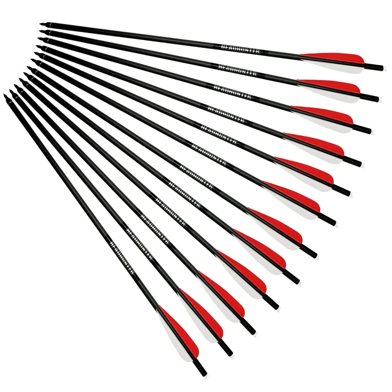 BARNETT Headhunter 20" Crossbow Arrows — 12-Pack, Standard Moon Nocks, Includes Field Points, Pre-Fletched for Crossbow Use