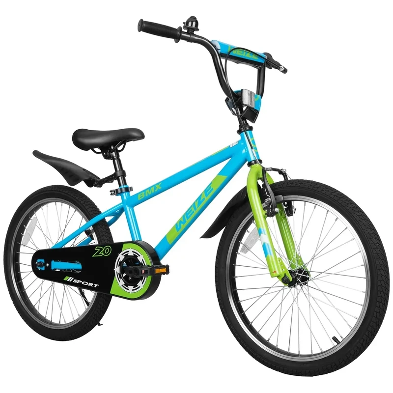 WEIZE Kids Bikes,20 Inch Boy's Bike for Kids,BMX Style Bicycle for Boys Girls Ages 4-12 Years Old,Kids Bicycle with Adjustable Seat,Training Wheels,Front and Rear Fender,Multiple Color Options,Blue