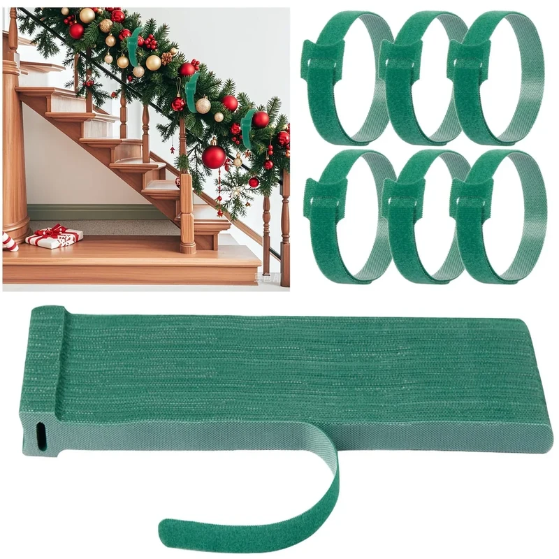 120 Pcs Christmas Garland Ties Reusable Green Nylon Garden Plant Cable Straps Adjustable Banister Ties for Christmas Tree Wreath Garland Wrapping Door Stairway Railings Decoration(120, 12 Inch)