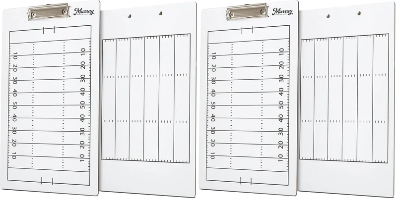 Murray Sporting Goods Dry Erase Coaches Clipboard | Double-Sided Dry Erase White Board (Football) (Pack of 2)