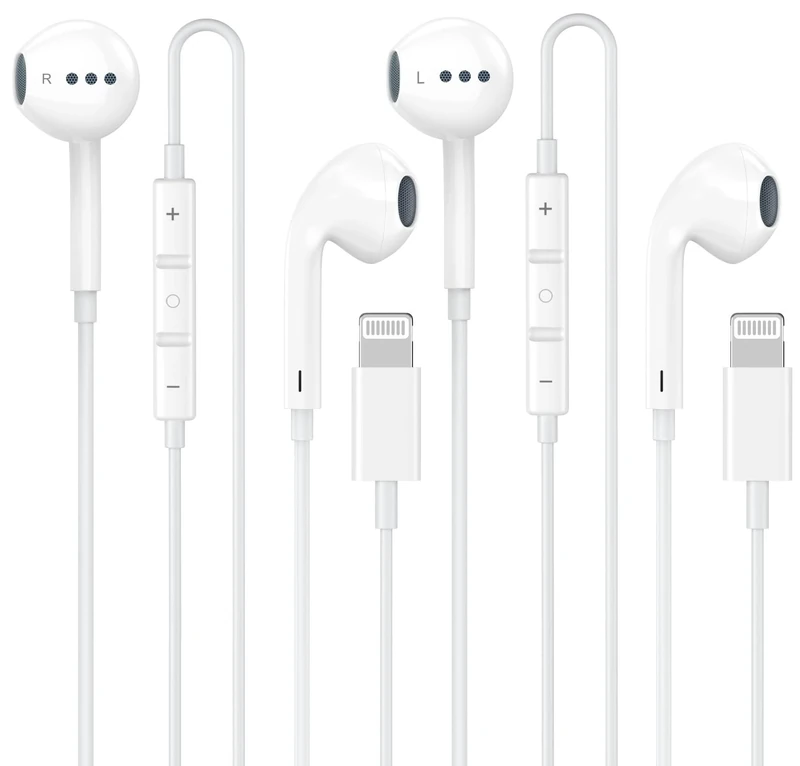 2 Pack Wired Headphones for iPhone Earbuds/Earphones with Built-in Microphone & Volume Control Nosie Reduction Headsets Compatible with iPhone 14 13 12 11 Pro Max XS XR X 8 7 6 5, Support All iOS