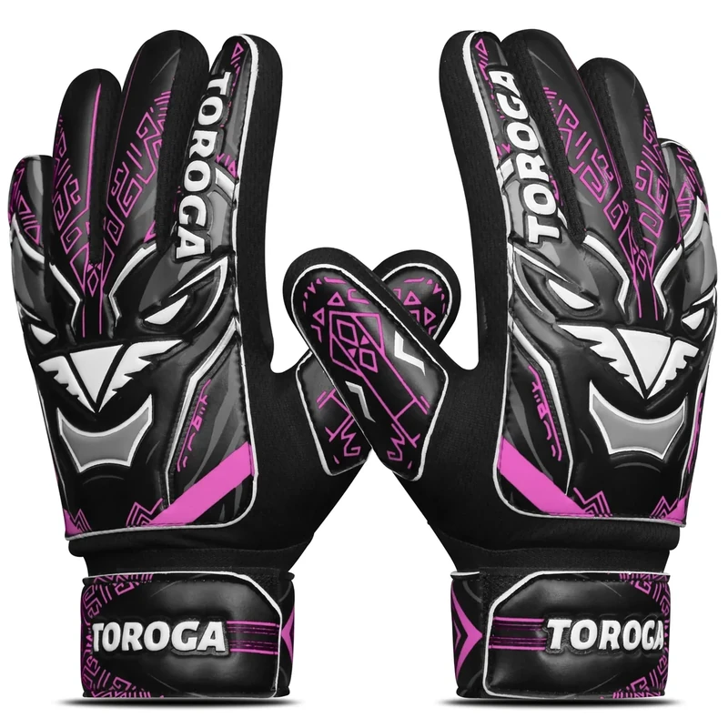 GRIPKNOX Goalkeeper Gloves for Kids & Youth – Soccer Goalie Gloves, Strong Latex Grip, Double Wrist Support & Breathable Mesh – Boys Football Gloves (Pink, 3)