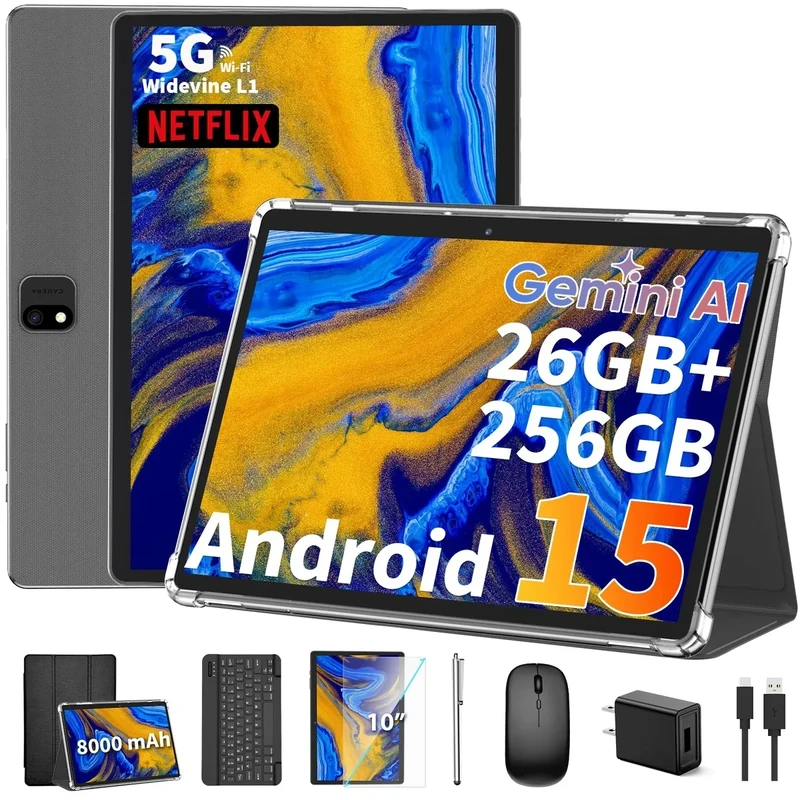 QDDQ Android15 10" Tablet Keyboard - 8-Core, 5G WiFi, 256GB