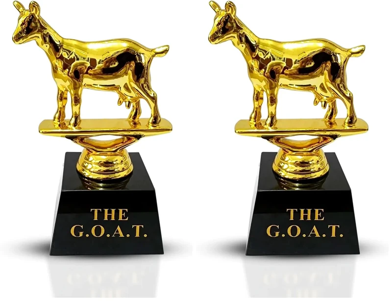 Vaulted Skulls & Co Goat Trophy | Greatest of All Time Trophy (G.O.A.T) | G.O.A.T Trophy | Sports Team Trophies | Funny Office Trophy | Gold/Black (5") (Pack of 2)