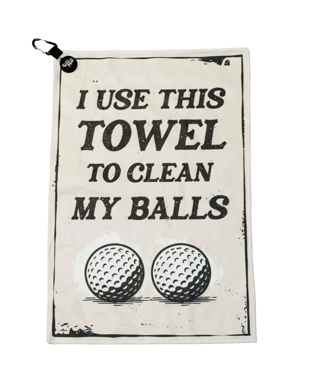 SHANKITGOLF Golf Towel Funny Microfiber with Magnetic Clip, Ball Cleaner for Clubs, Premium Cart Attachment, Golf Accessories Gift for Men, Golfers, Dad (Rustic Clean My Balls Towel)