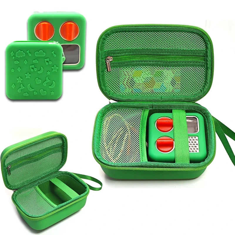 LeoTube Hard Case Bag and Silicone Shell Cover for Yoto Mini Kids Audio & Music Player. Storage Holder for Children’s Speaker Plays Audiobook Cards and Accessories for Boys and Girls (Green)