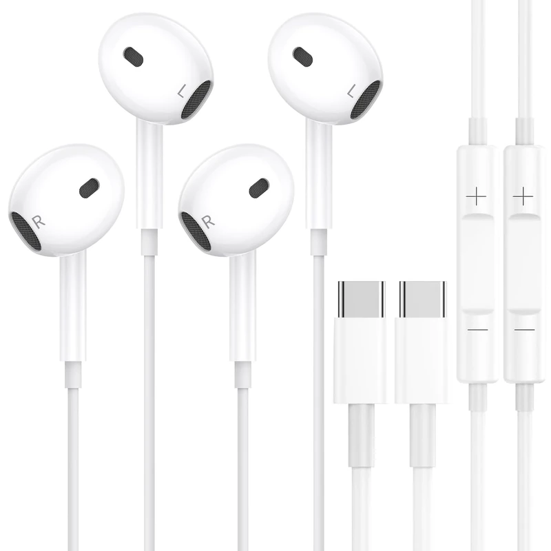 Zenacolor USB-C Earbuds for iPhone 17/16/15 & Android - Mic & Remote