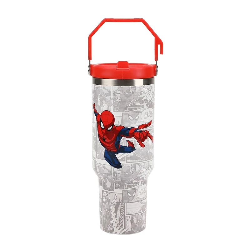 Bioworld Spider-Man Web Swinging Poses White 40 Oz Stainless Steel Water Bottle