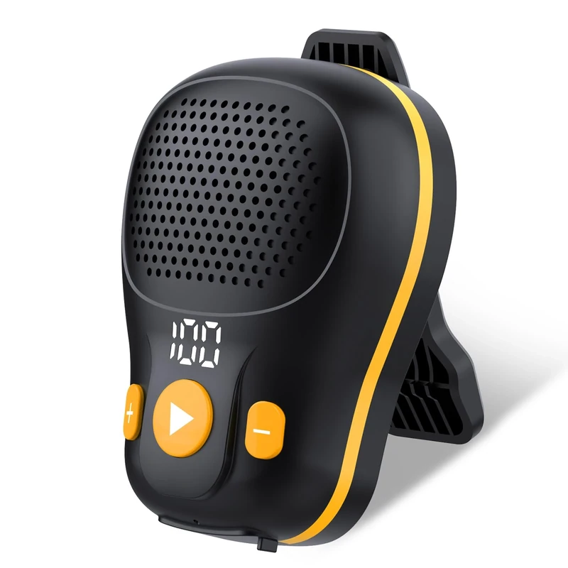 ZYHKON Wearable Bluetooth Speaker, Clip-on Wireless Portable Speakers, IP56 Waterproof Clip Speaker Up to 18 Hours Battery Life, Built-in Mic for Hands-Free Music/Calls, Work/Outdoor, Black and Yellow