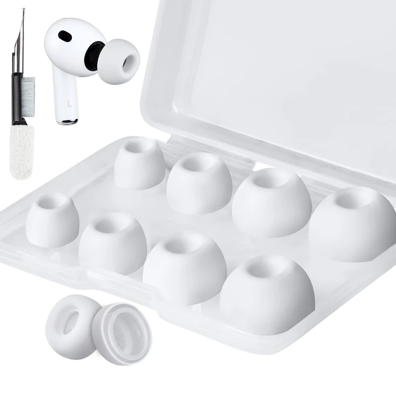 SOULWIT 5 Pairs Silicone Eartips for AirPods Pro 3 (3rd Generation 2025), Pro3 Replacement Earbud Ear Tips with Cleaning Kit (White/Assorted)