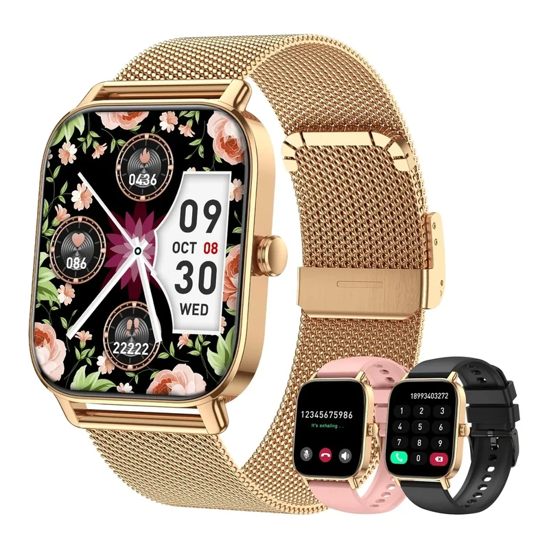 Smart Watch for Women Fitness Tracker: Gold Make Answer Call Waterproof Running Smartwatch Android Phone iPhone Samsung Compatible Digital Mens Watches Pedometer Step Tracker Heart Rate Monitor