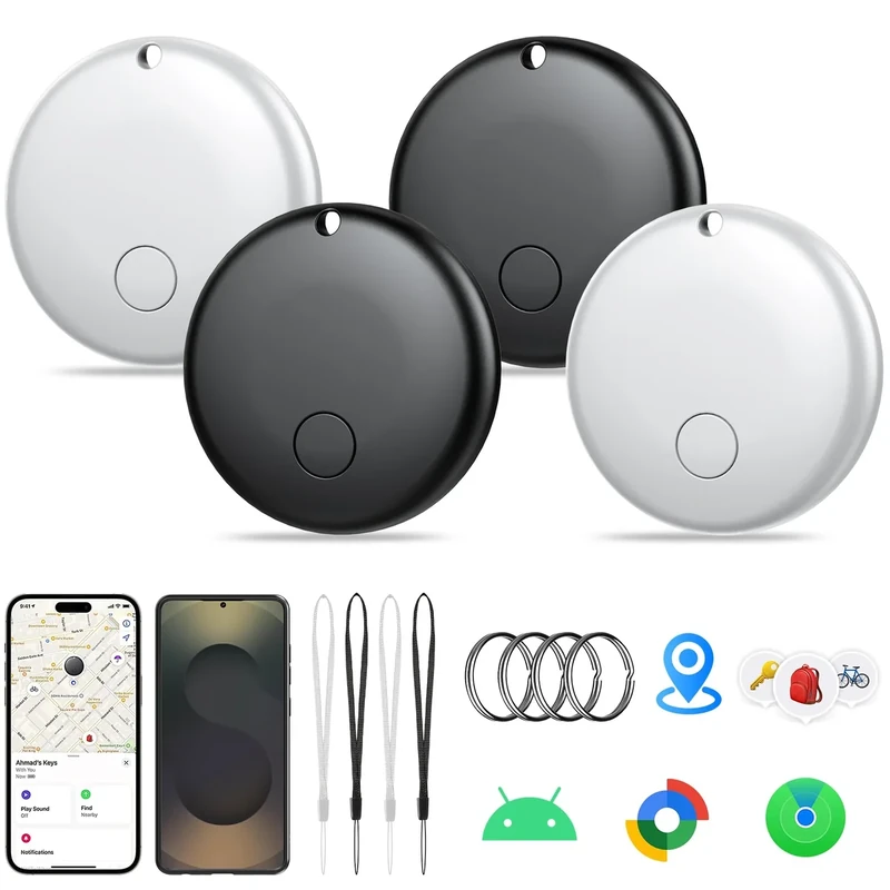 Telylou Air Tracker Tag 4-Pack Bluetooth Finder for iOS & Android