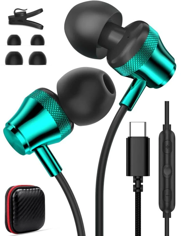 USB C Headphone for iPad A16 11 10,Type C Wired Earbuds for Samsung A17 S25 FE S26 Ultra S24 S23 Pixel 9 9a 8a 7,Noise Canceling HiFi Stereo Earphone in-Ear Headset for iPhone 17 Pro Max Air 16e 16 15