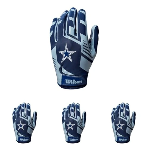 WILSON NFL Stretch Fit Football Gloves - Adult, Dallas Cowboys (Pack of 4)