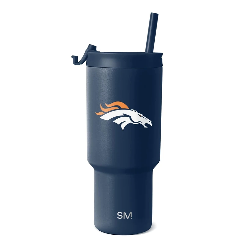 Simple Modern Officially Licensed NFL Denver Broncos 30 oz Tumbler with Flip Lid and Straws Insulated Cup Stainless Steel Gifts for Men Women Trek Collection Denver Broncos (Pack of 12) - Image 1