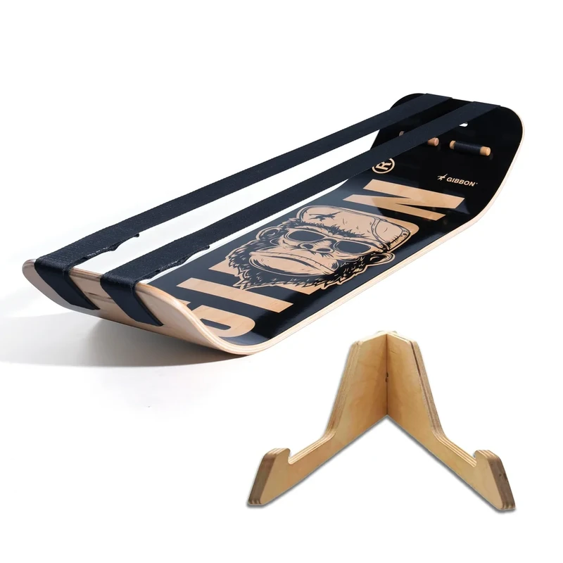 GIBBON SlackBoard Plus - 2-in-1 Slackline Balance Board for Adults - Workout Equipment Home Gym Training - Slack Board Wooden Balance Trainer - Standing Desk Exercise, Yoga, Agility, Pilates, Core