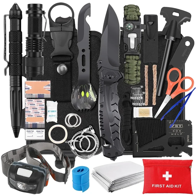 Gifts for Men, Women, Dad Christmas PIXATO Survival Kits, Survival Gear and Equipment 116-in-1, Emergency Kit with First Aid Kit, Tactical Pen, Fishing Kit, Headlamp for Camping, Hiking, Hunting