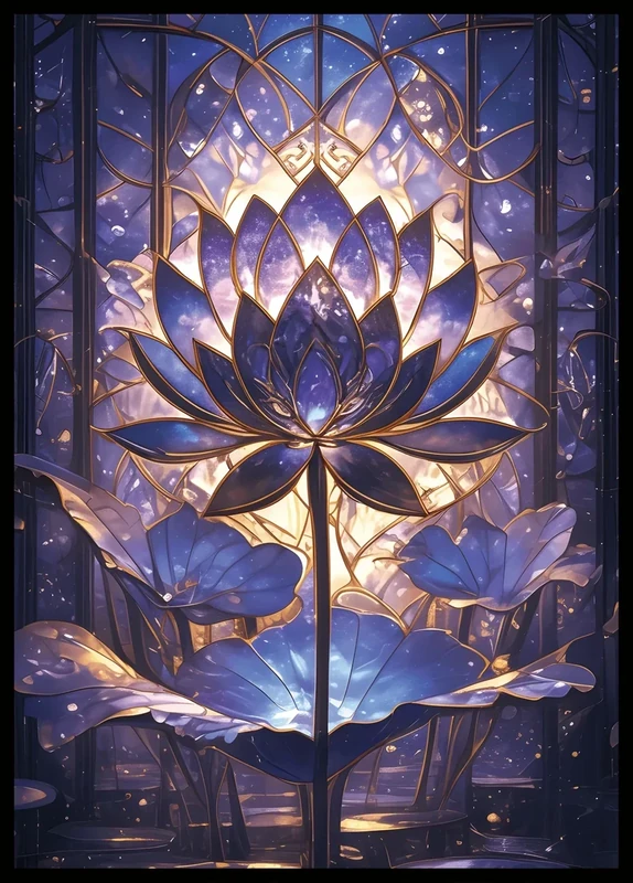 MTG Card Sleeves - Stained Glass Lotus - Ultra Clear Front & Matte Finish Back, 100 Count Standard Size Matte Art Sleeve for Magic The Gathering