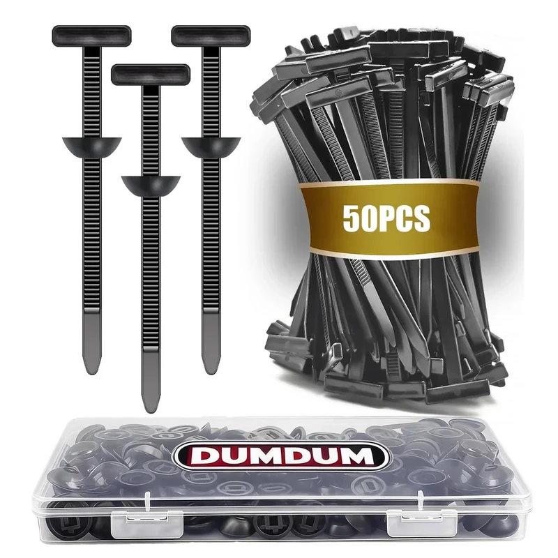 50 Pcs Nylon Universal Cable Tie Buckle with PP Storage Box - Fixion Tools Kit Includes Multifunctional Zip Ties, Pin & Button Fasteners, UV Resistant for Car Repair, Bumper & Fender Clips (50PCS)