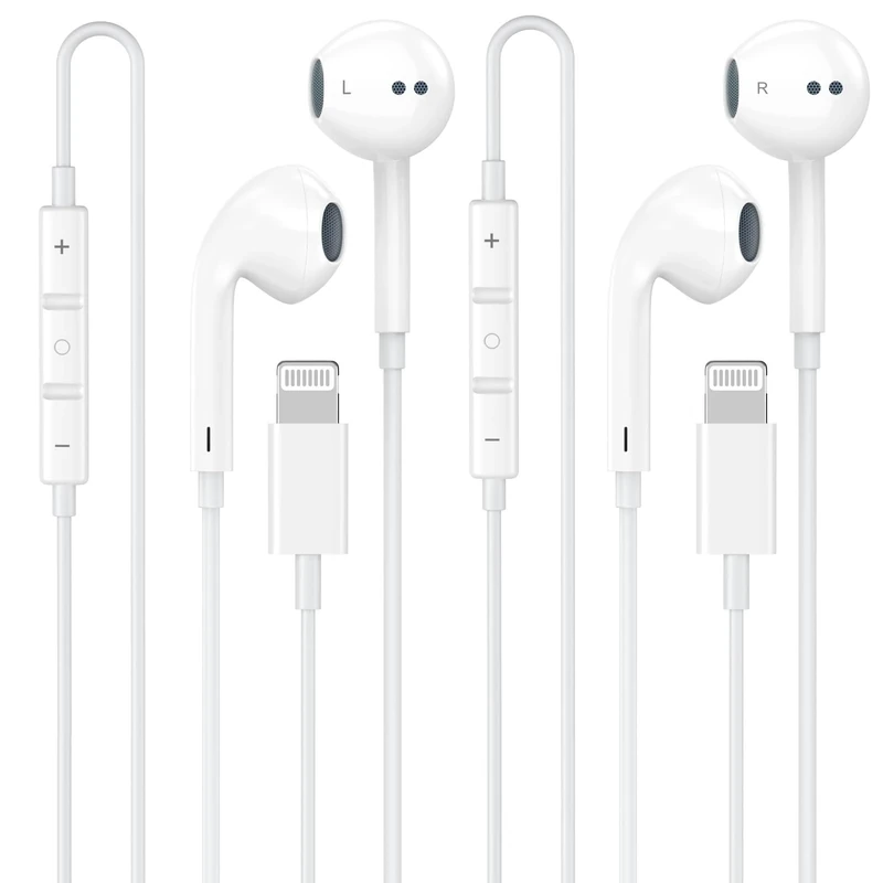 Matsusho 2-Pack Wired iPhone Earbuds with Remote - Compatible 14 to 6