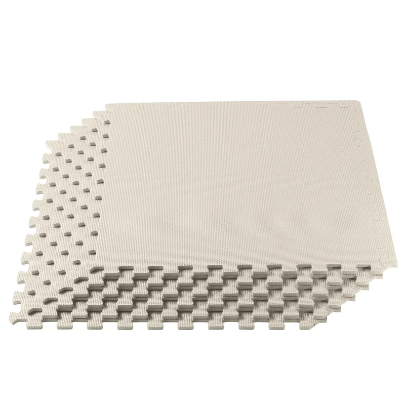 We Sell Mats 3/8" Thick Multipurpose EVA Foam Exercise Floor Mat, Interlocking Tiles, Anti-Fatigue for Home or Gym, 24 in x 24 in, 25 Tiles, Cream - Image 1