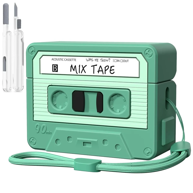 KOREDA AirPods Pro 3 Case - Funny Cassette Tape Silicone (Green)