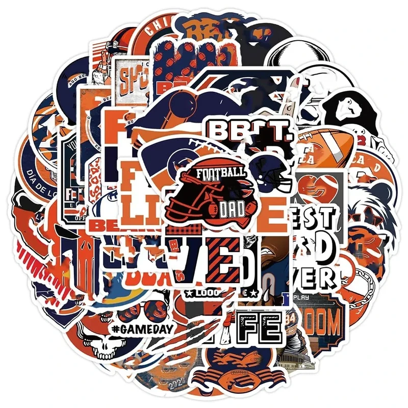 50 PCS American Sport Team Stickers Pack for Water Bottle, Laptop, Bicycle, Computer, Motorcycle, Travel Case, Car Decal Decoration Sticker