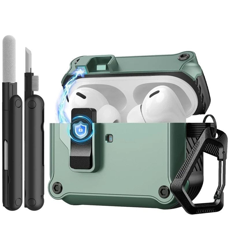 TiMOVO AirPods Pro 3 Case - Secure Lock Clip, Protection, Cyan/Black