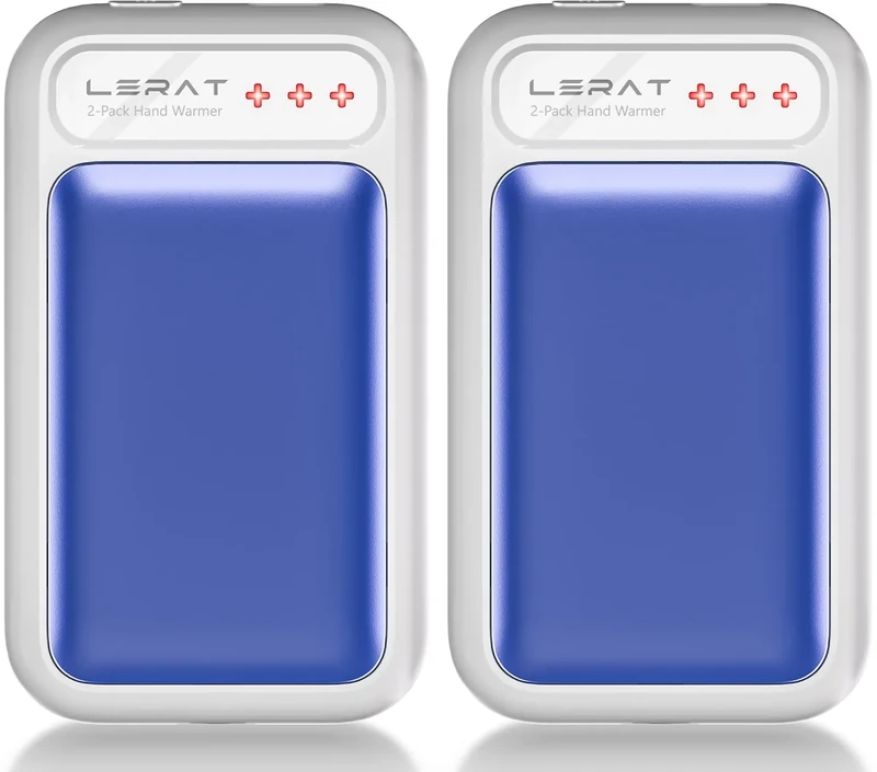Lerat Hand Warmers Rechargeable 2 Pack, Electric Hand Warmers, Fast Heating, Portable Pocket Heater, 2 in 1 Quick Charge Hand Warmer for Outdoor Indoor, Warmer Gift for Women,Men, Golf, Camping -Blue