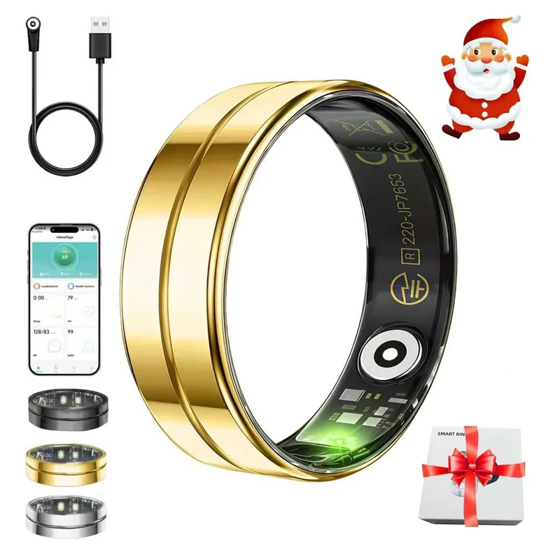 ZBNMY White Elephant Gifts for Adults,Gifts Christmas for Women Men,Smart Ring for Women Men - Sleep Monitoring/Blood Oxygen/Motion Tracking,Waterproof & No Subscription Required NewGold 8