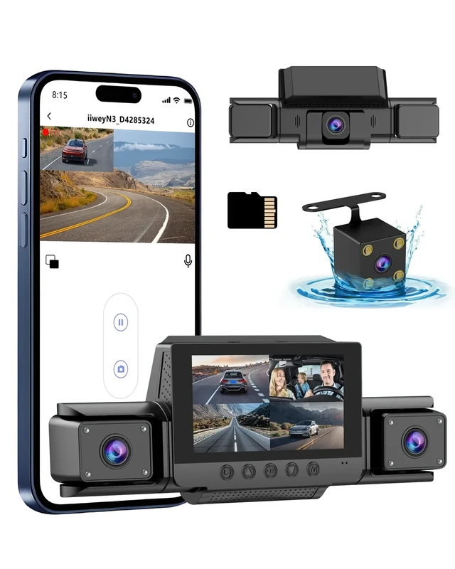 4 Channel Dash Cam 360° View,1080P Front and Rear Inside Left Right,Full HD Dash Camera for Cars,Included 32GB Card,Built-in 5G WiFi GPS & APP Control, 3" IPS Screen, 24H Parking Mode