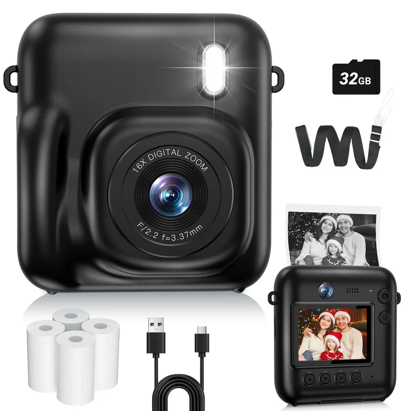 Sevenat Kids Instant Print Camera - 48MP Dual Lens, 32GB, 1080P Video