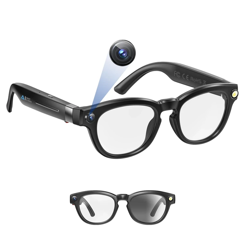 T.Chilyn Update AI Smart Glasses with Camera 2000W AI Real-Time Translation, Bluetooth Audio – Smart Glasses with Camera, Hands-Free Video Recorder for Travel, Sports, Outdoor Use