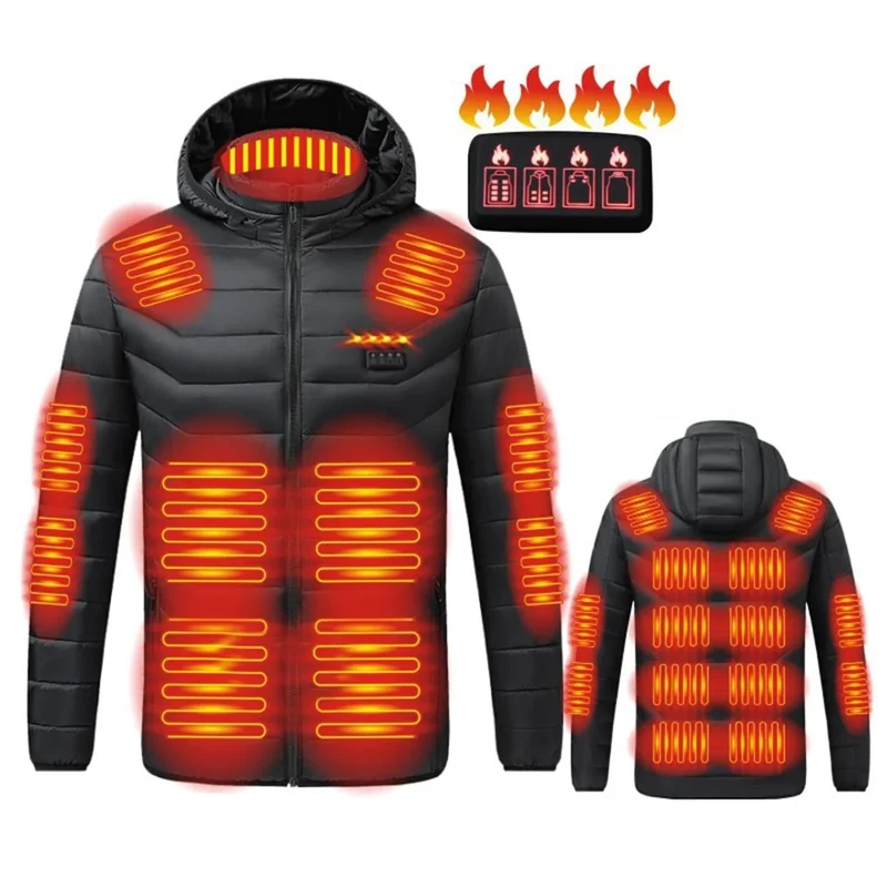 Sblioda Heated Jackets for Men Women with 21 Heating Zones USB Smart Warming Hoodie Winter Thermal Puffer Jacket Unisex
