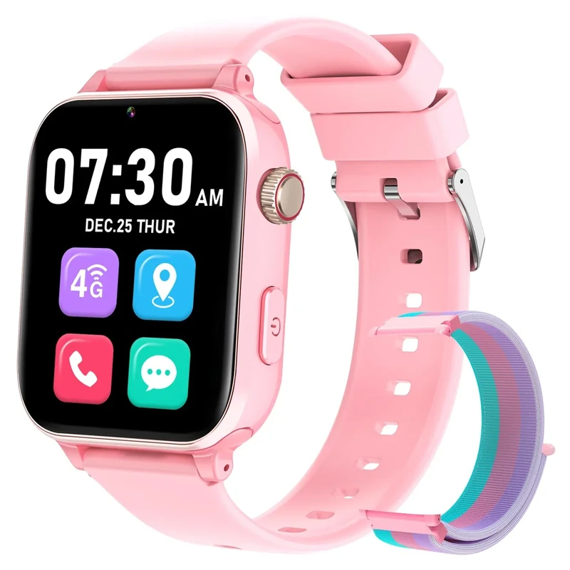 Xipax 4G Kids Smart Watch for Boys Girls with GPS Tracker, Kid Smartwatch Phone Call SOS Video Call for Kids Birthday Gift Ages 4-12 (Pink 4G)