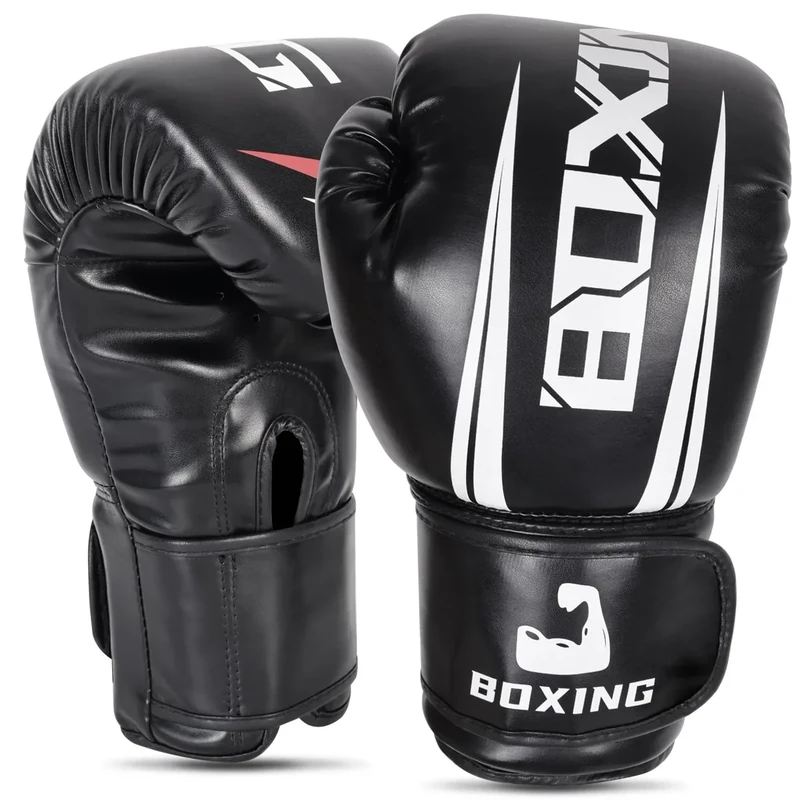 Boxing Gloves Men, Boxing Training Sparring Gloves，Muay Thai, Heavy Punching Bag Gloves 12 OZ，Black2