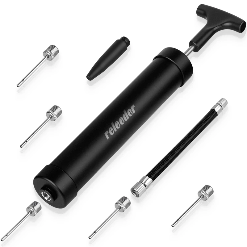 10 Inch Ball Pump Kit, Basketball Pump, Portable Air Pump with 5 Needles, 1 Nozzle & Extension Hose for Soccer Football Volleyball Water Polo Rugby Exercise Sports Ball